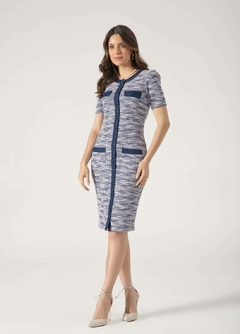 Vestido Malha Tweed com Jeans