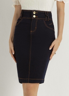 Saia Tradicional Jeans com Passante Diferenciado
