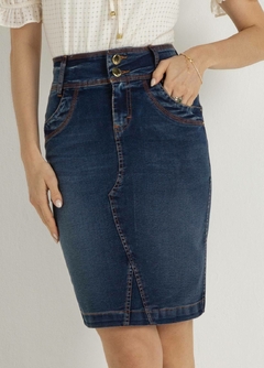 Saia Tradicional Jeans com Nervuras - comprar online