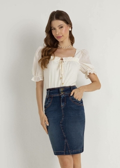 Saia Tradicional Jeans com Nervuras - loja online