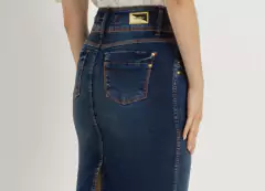 Saia Tradicional Jeans com Nervuras - Majurye Modas