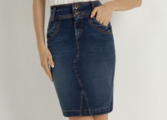 Saia Tradicional Jeans com Nervuras