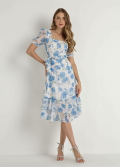 Vestido Evasê Plano Estampado