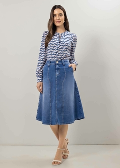 Saia Evasê Jeans na internet