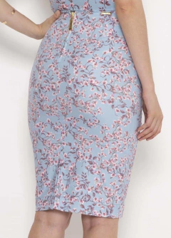 Saia Lápis Sarja Estampa Exclusiva Com Botões Encapados Laura Rosa Jeans na internet