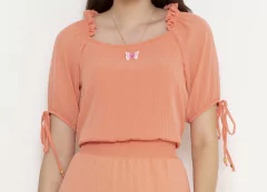 Vestido Evasê Plano Pêssego Laura Rosa Jeans na internet