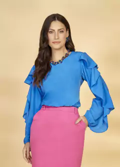 Blusa Plano com Babados