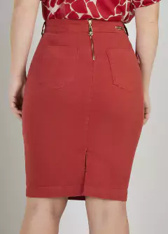 Saia Tradicional Sarja Collor Vermelha - comprar online