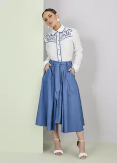 Camisa Viscose Off White Com Detalhe Em Bordado Industrial - Majurye Modas