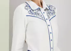 Camisa Viscose Off White Com Detalhe Em Bordado Industrial - comprar online