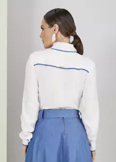 Camisa Viscose Off White Com Detalhe Em Bordado Industrial na internet