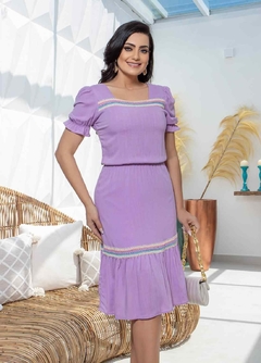 Vestido Michelle Viscolinho Lavanda - Majurye Modas