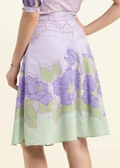 Saia Plano Semi Godê Estampada - Majurye Modas