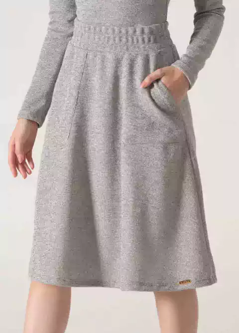 Saia Malha Evasê com Brilho