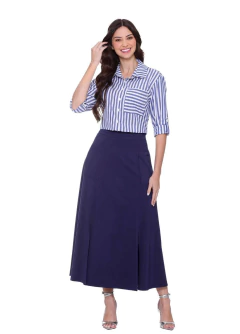 Saia Lara Tecido Plano Hapuk na internet