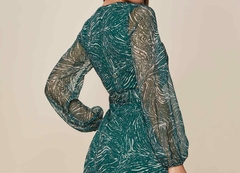 Vestido Plano Estampado com Falso Transpasse - Majurye Modas