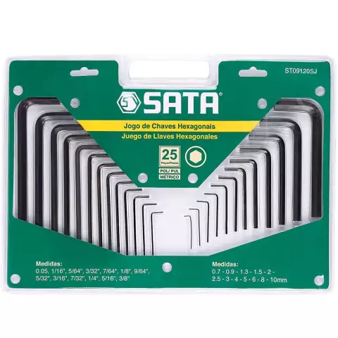 Jogo De Chave Allen 0,7 á 10mm e 1/16 á 3/8 25PÇS ''SATA''