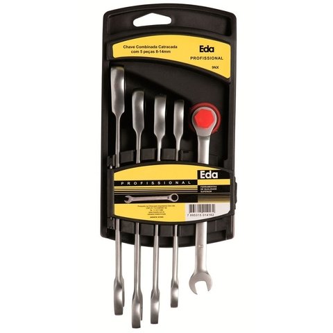 JOGO DE CHAVE COMBINADA C/ CATRACA 5 PEÇAS EDA