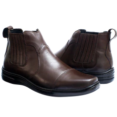 Bota Chelsea Masculina Social Em Couro Marrom Solado Costurado - netpizante