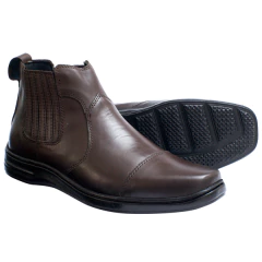 Bota Chelsea Masculina Social Em Couro Marrom Solado Costurado - loja online