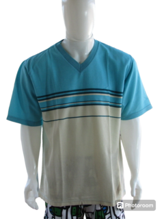 Camisa Masculina Gola V Malha Canelada .com.br /Azul na internet