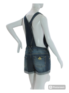 Jardineira Jeans com Alças Reguláveis Luápole Puído Azul Escuro - netpizante