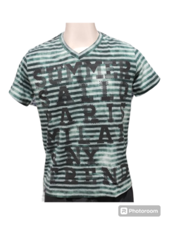 Camiseta Masculina Sallo Gola v Manga Curta Silk Verde - netpizante