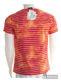 Camiseta Masculina Sallo Gola v Manga Curta Silk Coral - netpizante