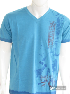 Camisa Masculina Maresia Gola v Manga Curta Azul na internet
