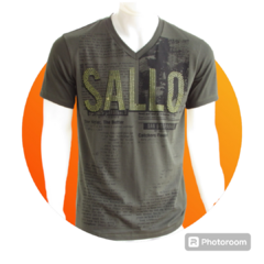Camiseta Sallo Masculina Gola v Silk Verde Exercito - netpizante