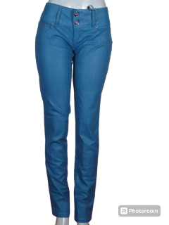 Calça Feminina Jeans Encerado Luapole Cós Médio