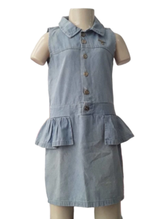 Vestido Jeans feminino Infantil Com Botões