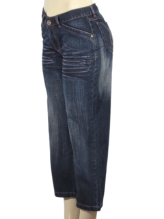 Calça Capri Jeans Reta Cintura Alta Tavernit 100% Algodão - comprar online