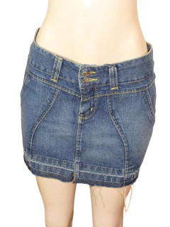 Mini Saia Jeans Zigurat Barra Desfiada
