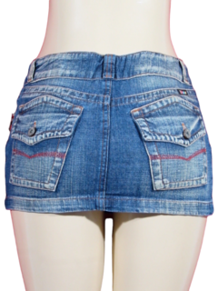 Mini Saia Jeans Curtíssima 9773 Com Bolso - netpizante