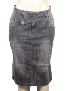 Saia Longuete Casual Dyork Jeans Alto Verão