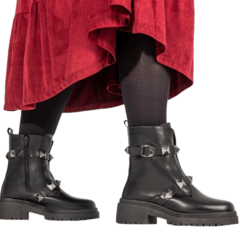 Bota Coturno Feminina Com Spike Solado Tratorado Via C