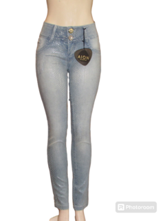 Calça Jeans Feminina Cigarrete Ly Cós Médio Aion escamado peixe