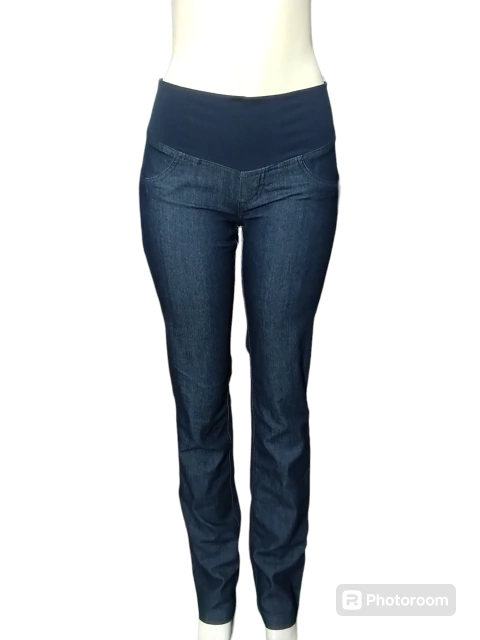 Calça Jeans Gestante Megadose Cós Barrigueira Lavagem Escura