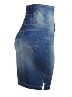 Saia Jeans Luápole Media Cintura Alta Modeladora - comprar online