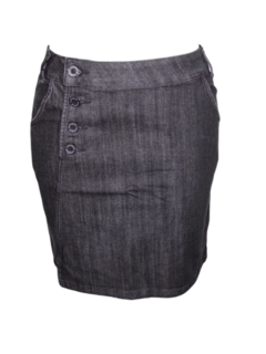 Saia Jeans Luápole Secretaria C/Botões Moda Evangélica