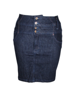 Saia Luápole jeans Cós Alto Com Passante Moda Evangélica