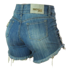 Short Saia Luapole Jeans Com Puídos Cós Médio Coleção Verão na internet