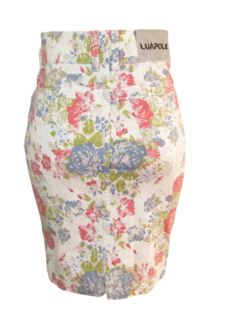 Saia Secretária Sarja Estampada Com Bolso Luapole - netpizante