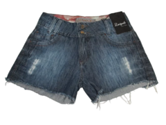 Short feminino Jeans Puído Barra Desfiada Boyfriend Luápole