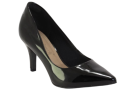 Sapato scarpin Bebecê Verniz Amarilis Preto Salto Médio