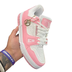 Tênis Feminino Moda Luxo Lv Branco Rosa 34 ao 39 - netpizante