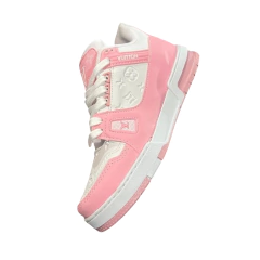 Tênis Feminino Moda Luxo Lv Branco Rosa 34 ao 39
