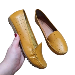 Sapatilha Feminina Via Jully Couro Artesanal -Amarelo - comprar online