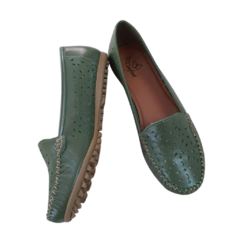 Sapatilha Feminina Via Jully Confort Couro Artesanal -Verde - comprar online